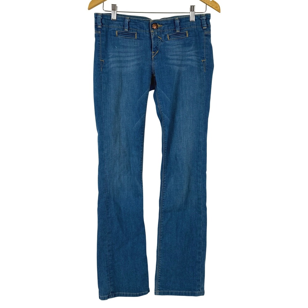 Source of Wisdom Women's‎ Size 1 Blue Denim Jeans Bootcut Flare Y2K Low Rise